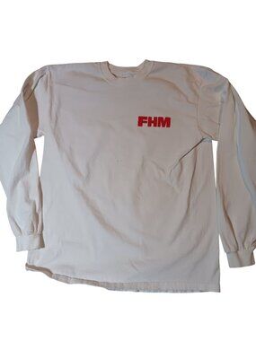 Vintage Men's T-shirt Large FHM British Magazine For Him Long-Sleeve Anvil 90s